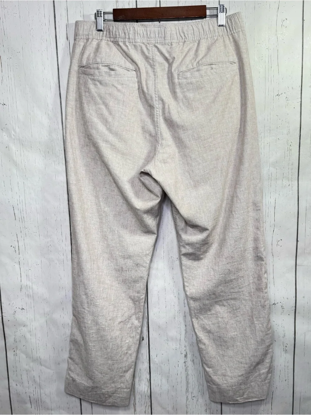 Abercrombie & Fitch Loose Beige Linen Blend Drawstring Pants M Coastal Beach
